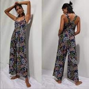 Anthropologie Lala Wide Leg Sleep Jumpsuit Women’s S Floral Tropical Smocked
